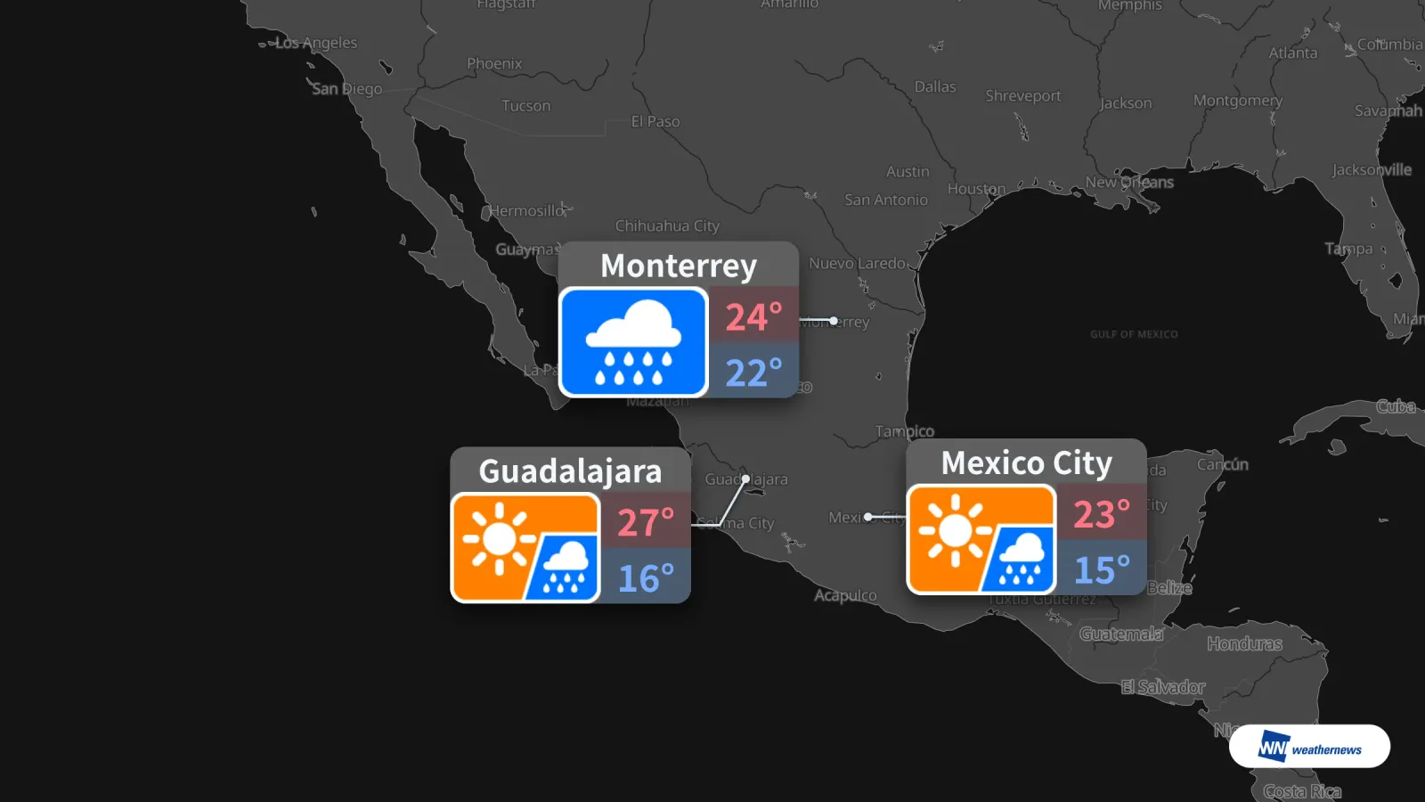 Demain, 2 octobre : pluie à Monterrey et averses occasionnelles à Mexico