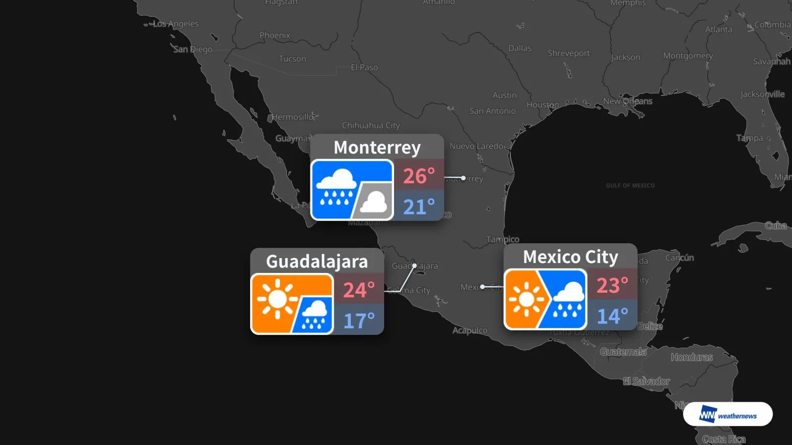 Esok Sabtu: Hujan di Mexico City, Guadalajara dan Monterrey