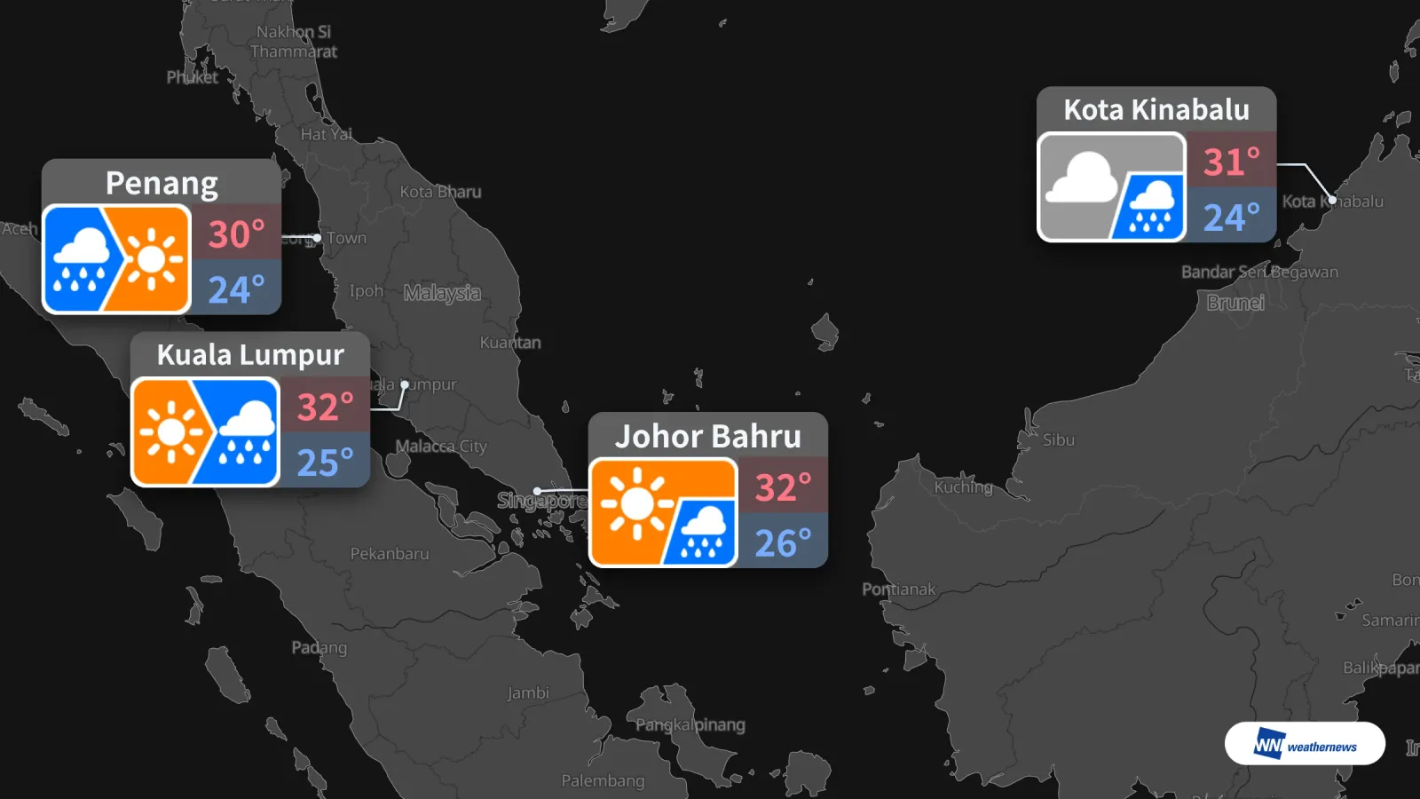 Météo de demain, 5 octobre : soleil à Kuala Lumpur, pluie l’après-midi