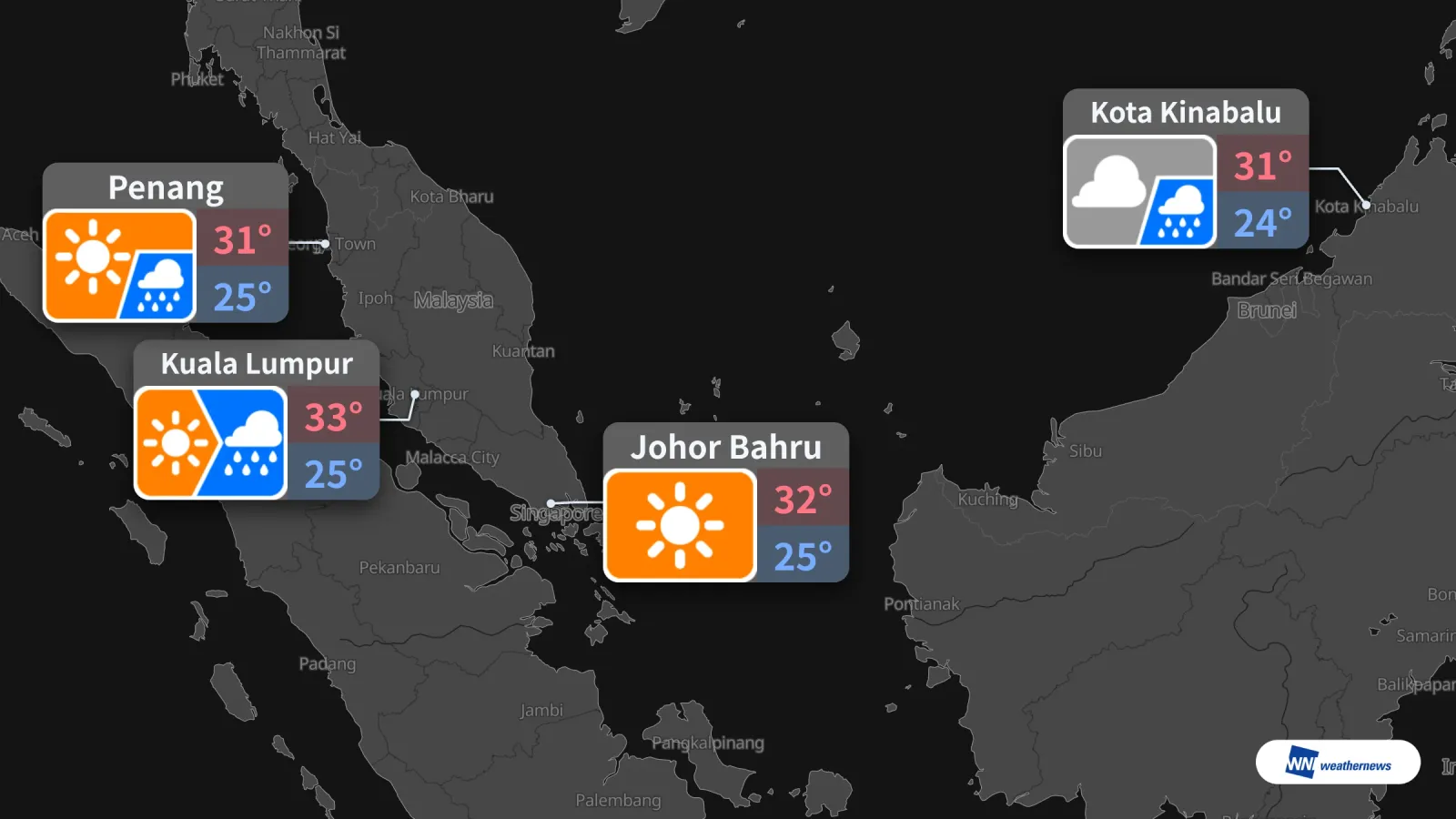 Tiempo para mañana, 6 de octubre: sol y lluvia en Kuala Lumpur