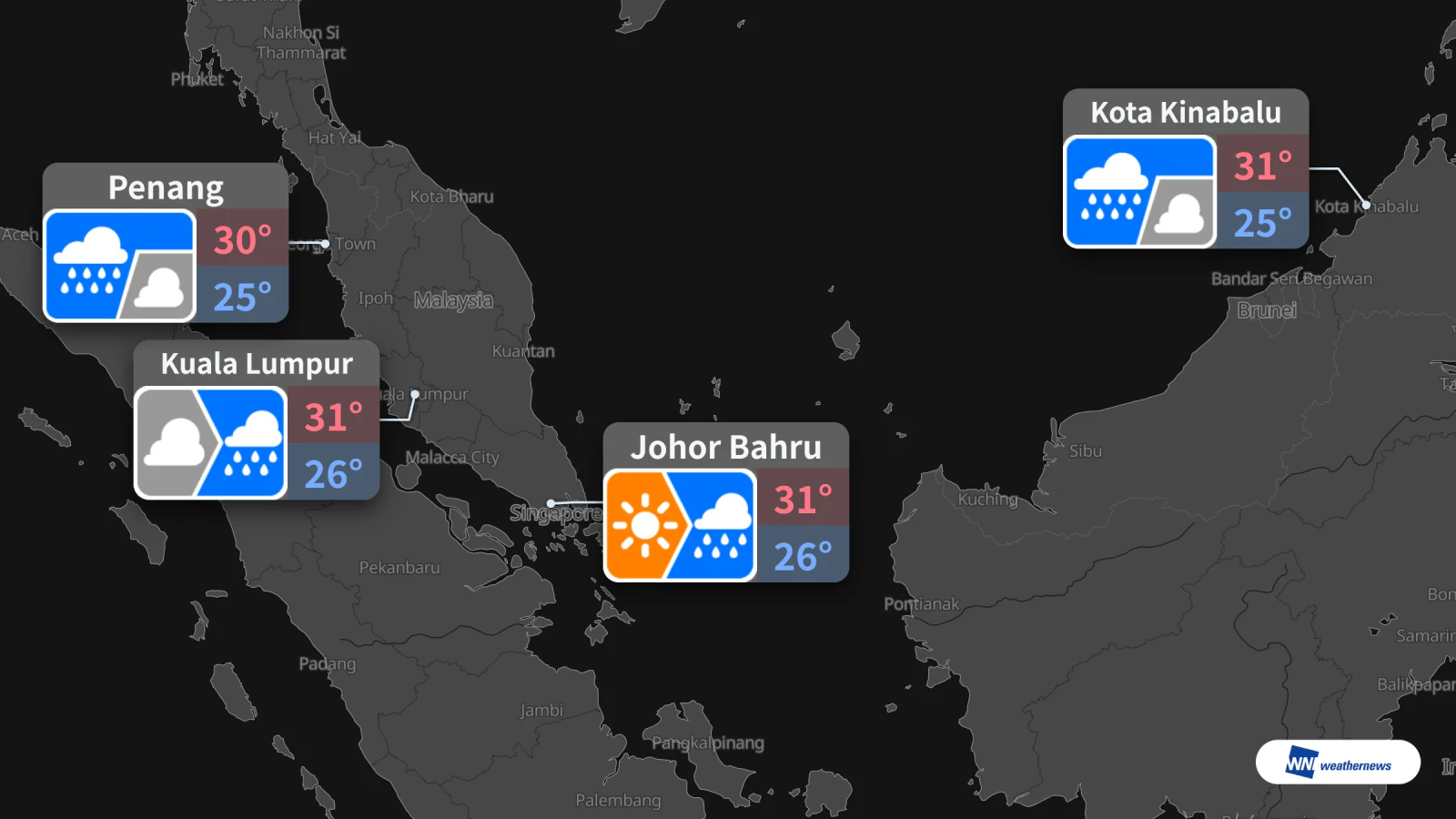 Cuaca esok, 24 Oktober: hujan di Kuala Lumpur dan Penang