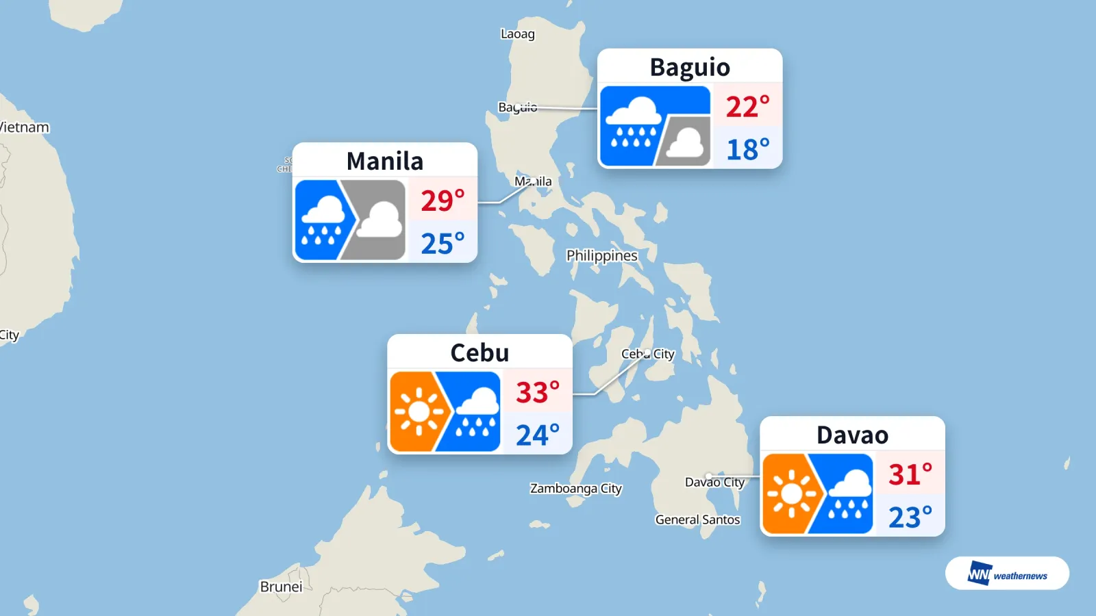 Esok, 11 Sept: Hujan di Manila, Baguio; Hujan Renyai di Cebu, Davao