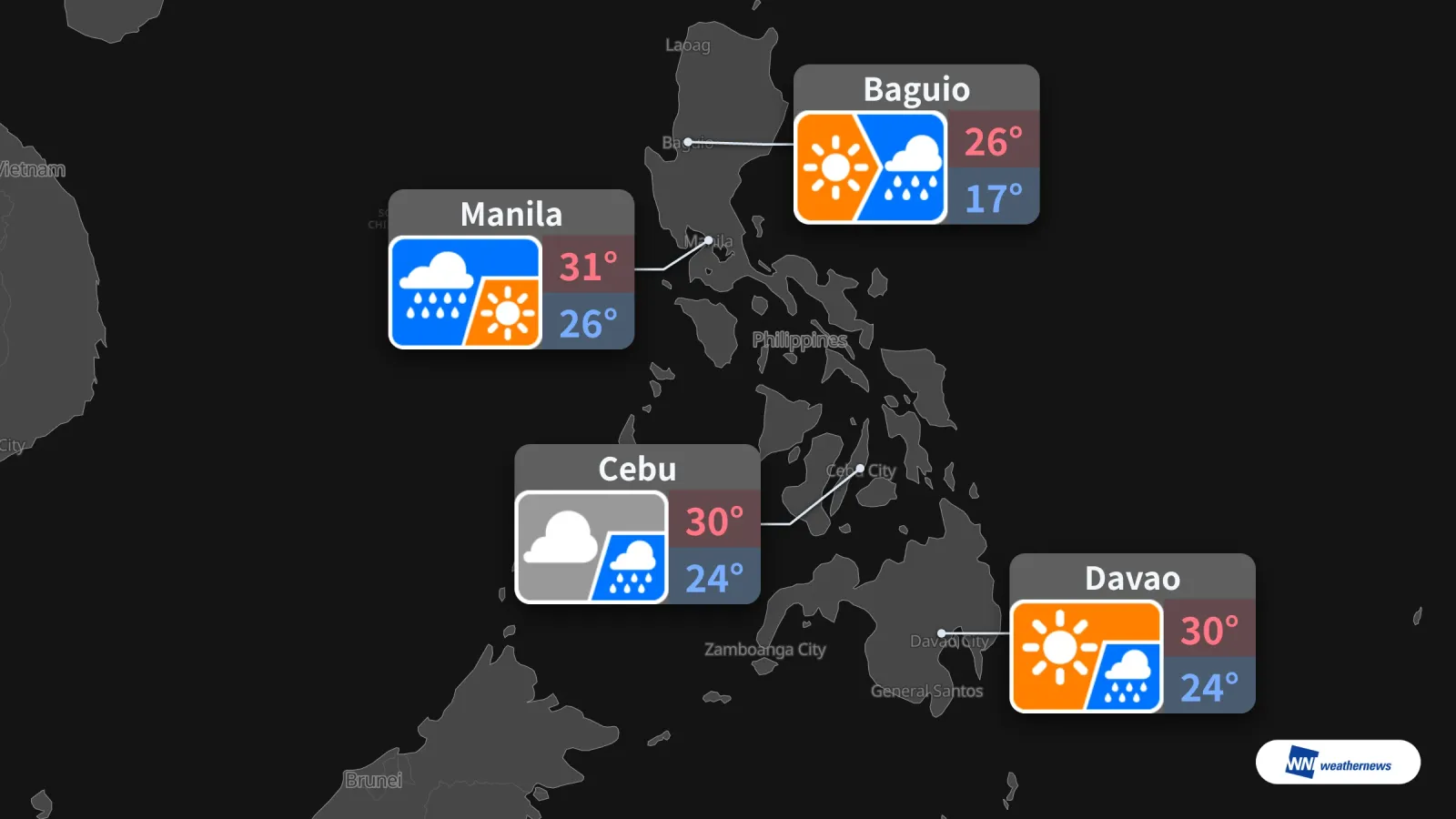 Cuaca Manila, Cebu, Davao dan Baguio Esok, Jumaat, 18 Sept