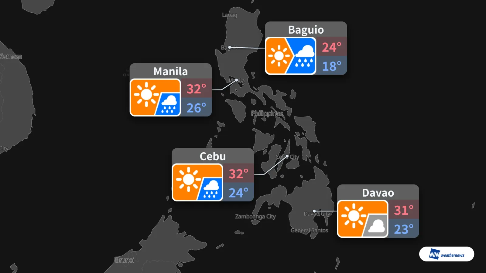 Cuaca Manila, Baguio, Cebu, Davao Esok: Cerah dan Hujan