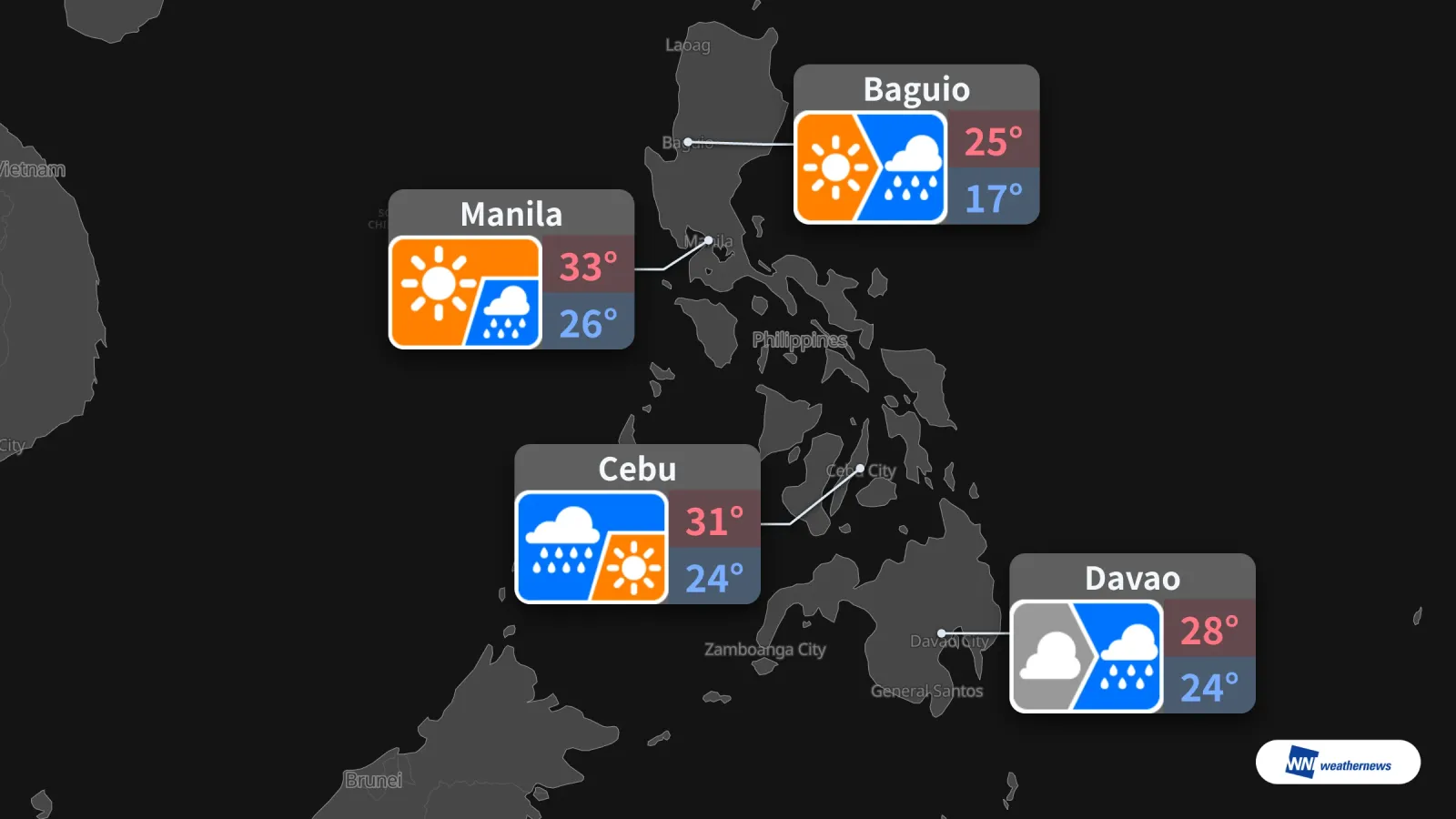 Cuaca Esok: Manila Cerah, Cebu, Davao dan Baguio Dijangka Hujan