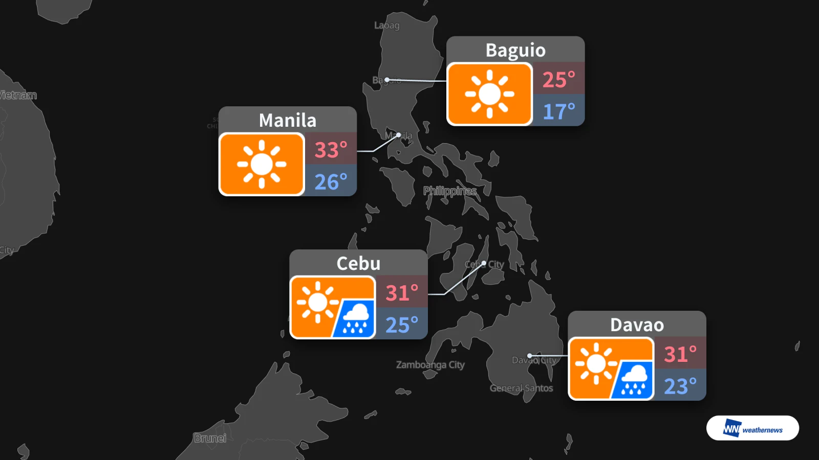 Besok, 17 Oktober: Manila Cerah, Cebu dan Davao Berpeluang Hujan