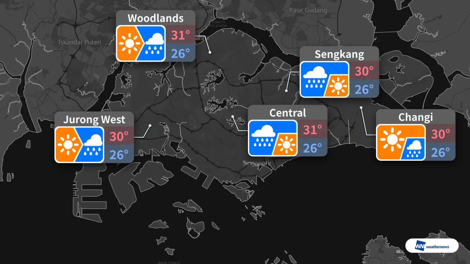 Demain, 1er octobre : pluie prévue dans le centre de Singapour, jusqu’à 31 °C