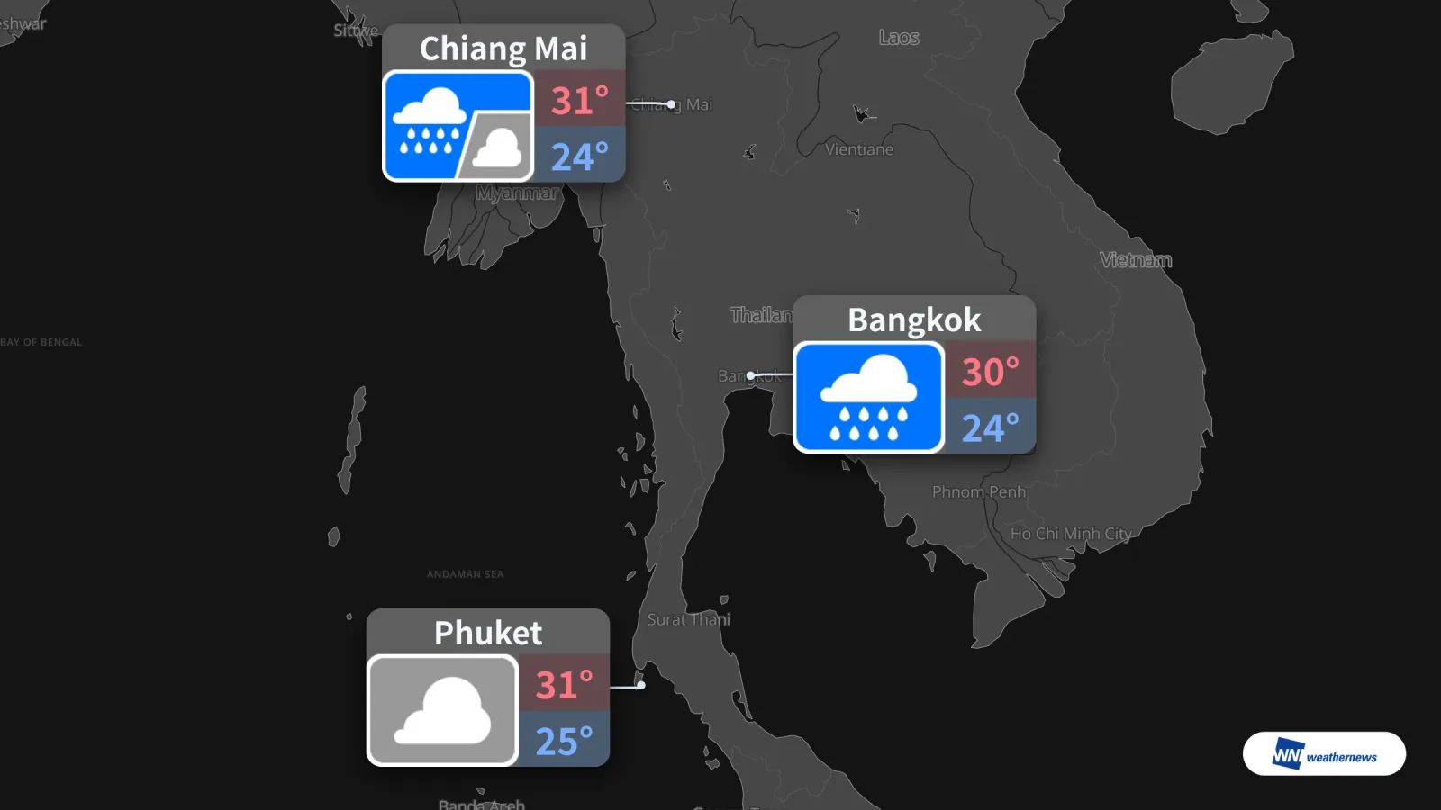 Esok, 25 Sept: Bangkok hujan, Chiang Mai hujan berselang, Phuket berawan