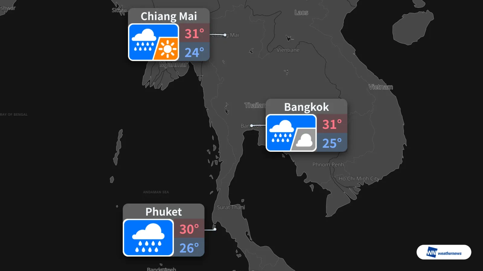 Previsão do tempo para amanhã, 27 de setembro: chuva em Bangkok, Chiang Mai e Phuket