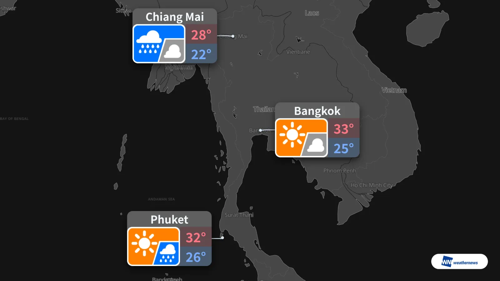 Prévisions météo pour demain, 29 septembre : soleil à Bangkok, pluie par moments à Chiang Mai et Phuket