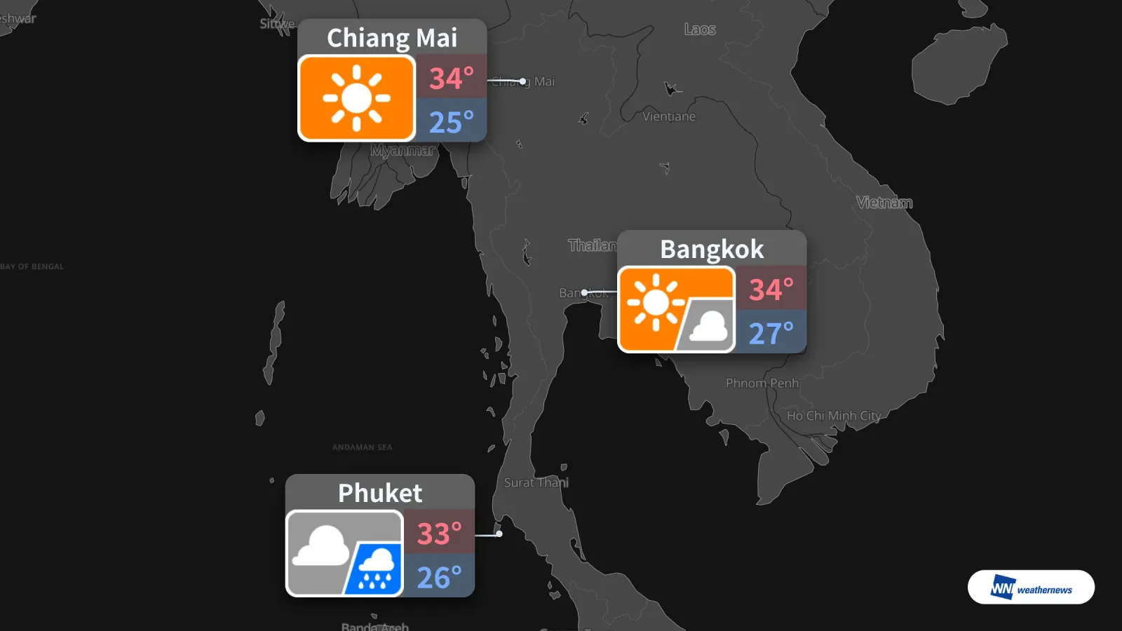Météo de demain, 2 octobre : averses par moments à Phuket, grand soleil à Bangkok