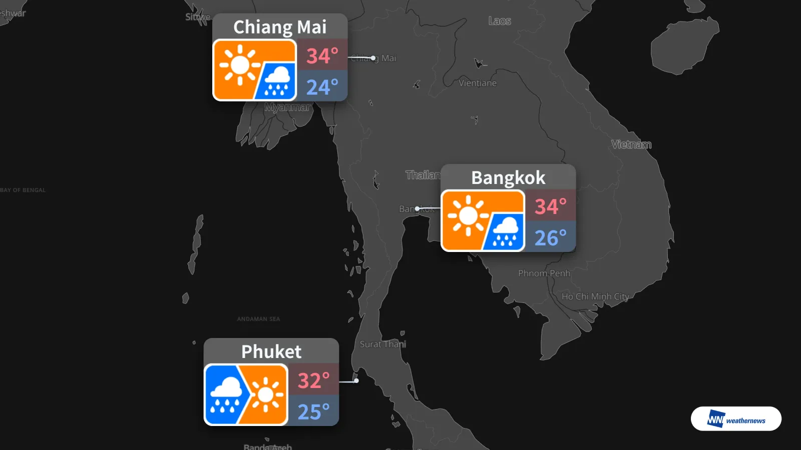 Météo de demain, 4 octobre : risque de pluie à Bangkok, Chiang Mai et Phuket