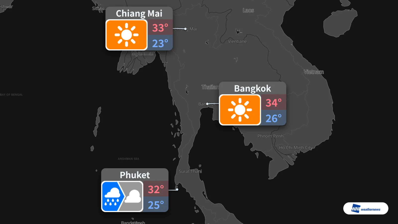 Demain, 8 octobre : soleil à Bangkok et Chiang Mai, pluie à Phuket