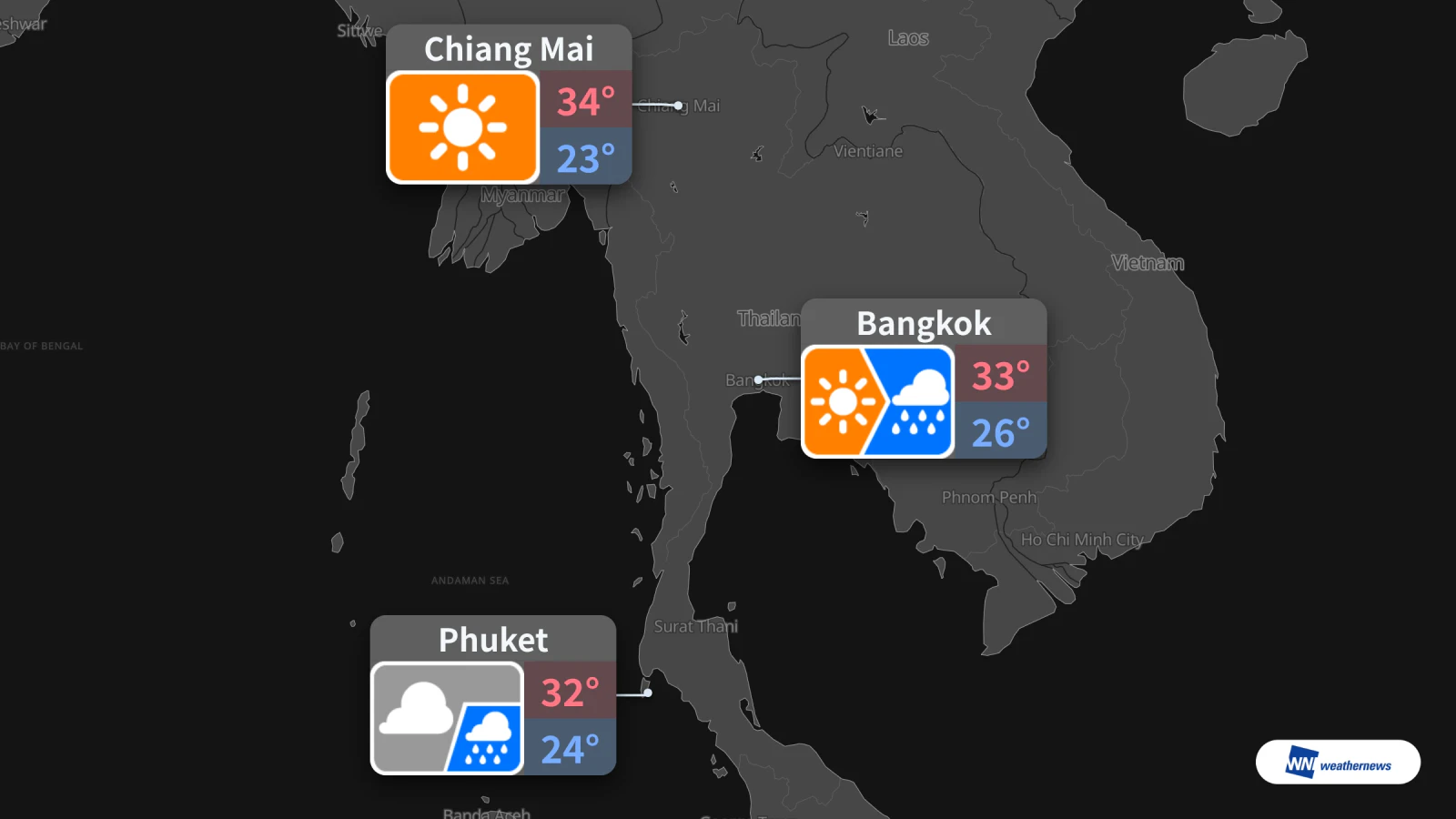 Previsão do tempo para amanhã, 13 de outubro: chuva em Bangkok e sol forte em Chiang Mai