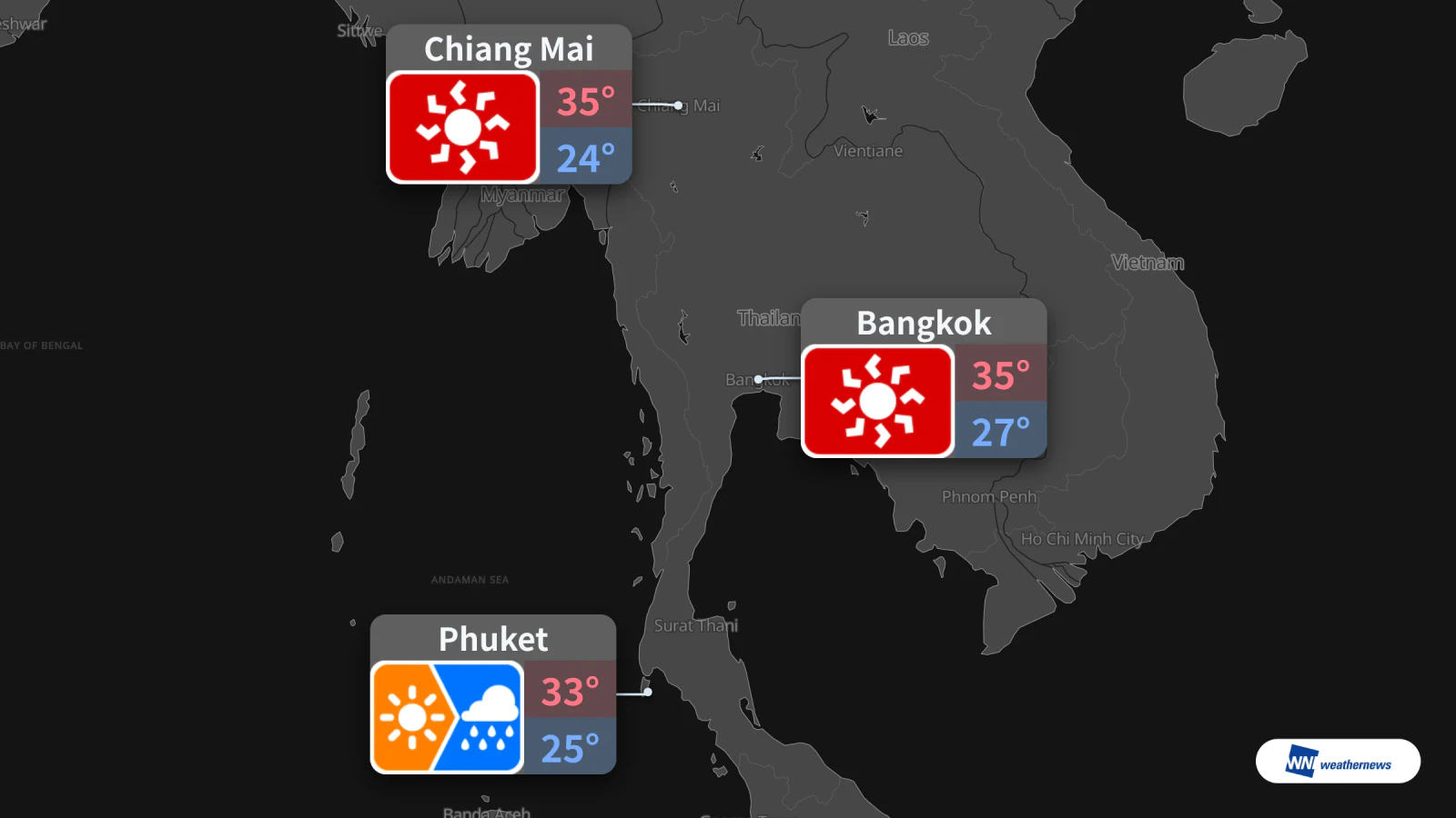 Previsão do tempo para amanhã, 22 de outubro: calor intenso em Bangkok e Chiang Mai; chuva em Phuket