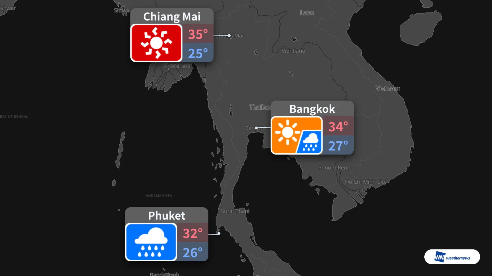 Besok, 25 Oktober: Hujan di Phuket, hujan sesekali di Bangkok, dan sangat panas di Chiang Mai