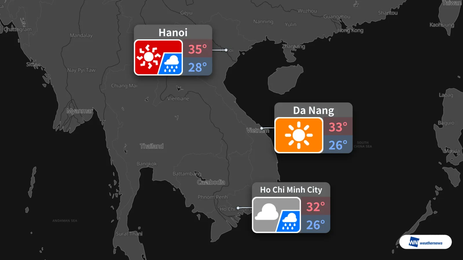 Météo de demain 1/10 : pluie à Hô Chi Minh-Ville, fortes chaleurs à Hanoï