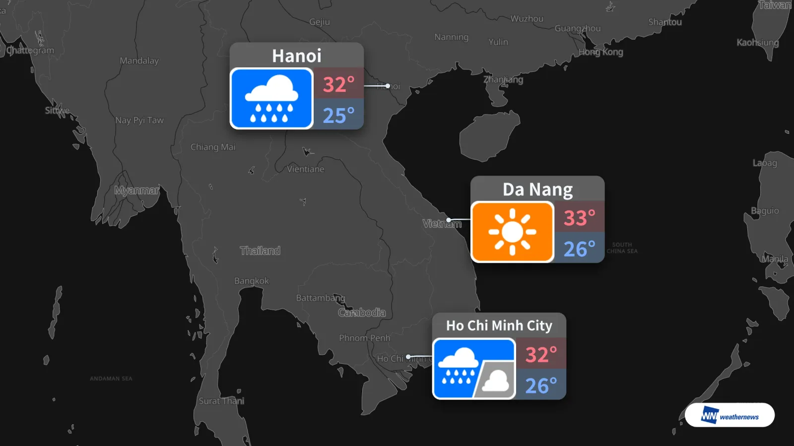 Tiempo para mañana 4/10: lluvia en Ciudad Ho Chi Minh y Hanói; sol en Da Nang
