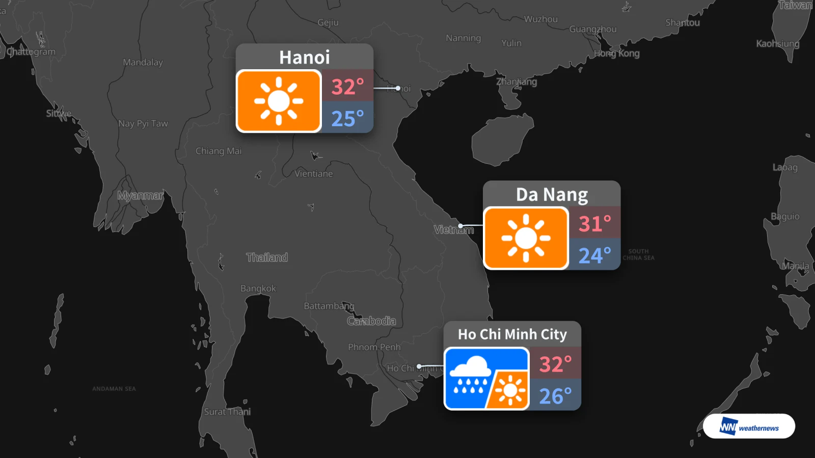 Ramalan esok, 16/10: Hujan di Ho Chi Minh City, cerah di Hanoi dan Da Nang