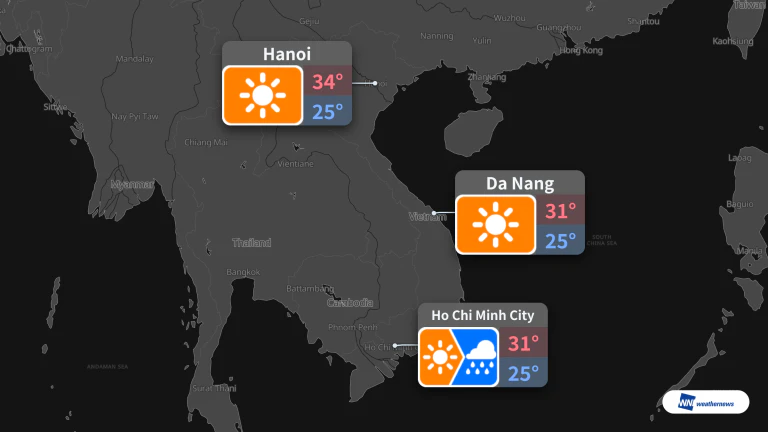 明日10月20日天气:胡志明市有雨,河内和岘港晴