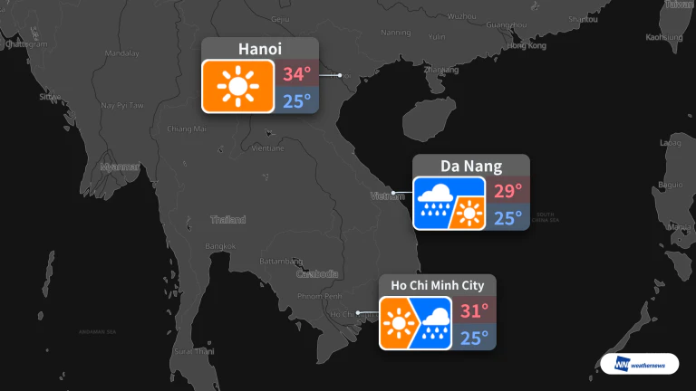 Demain 21/10 : soleil puis pluie à Hô Chi Minh-Ville ; pluie à Da Nang ; soleil à Hanoï