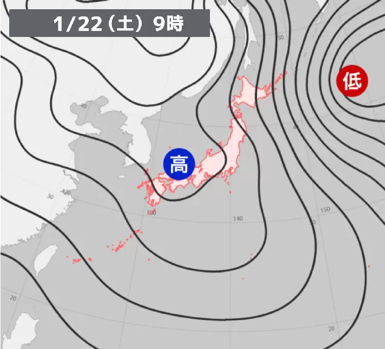 過去の天気図【2022年1月22日】 - ウェザーニュース
