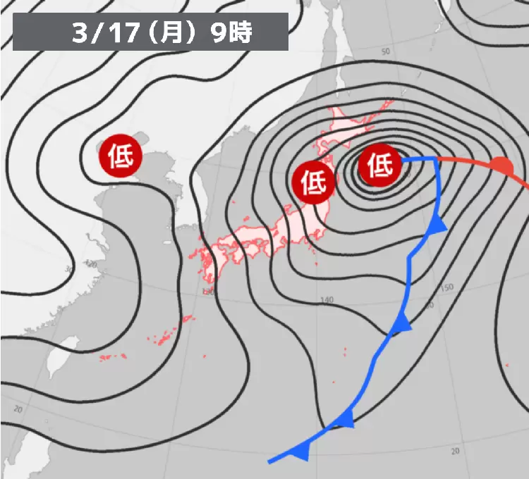 過去の天気図【2025年3月17日】 - ウェザーニュース