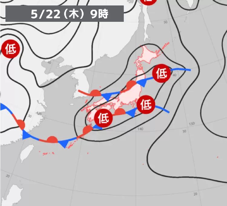 過去の天気図【2025年5月22日】 - ウェザーニュース