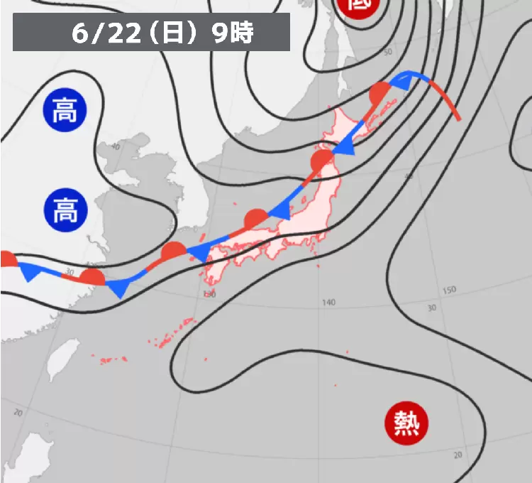 過去の天気図【2025年6月22日】 - ウェザーニュース