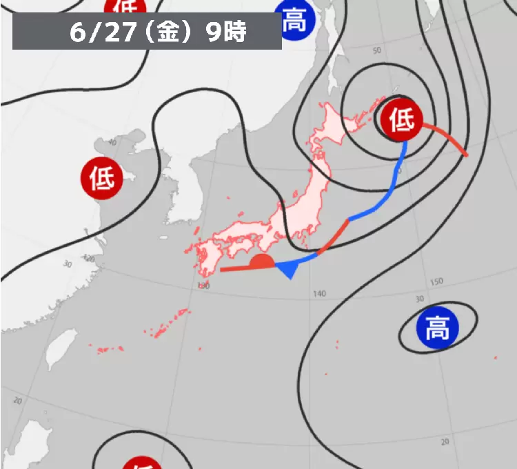 過去の天気図【2025年6月27日】 - ウェザーニュース
