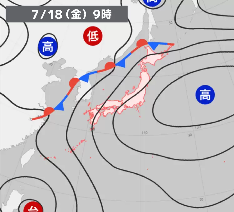 過去の天気図【2025年7月18日】 - ウェザーニュース