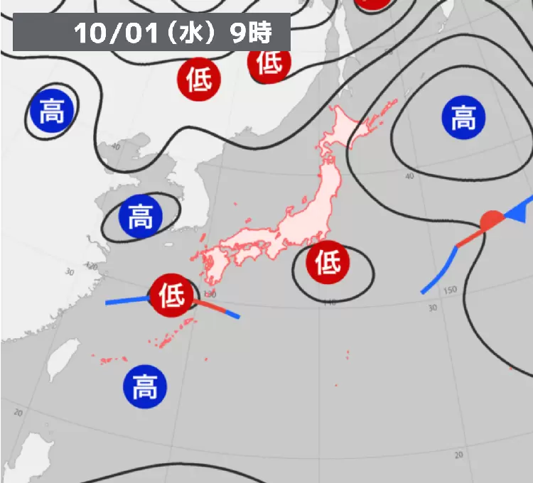 過去の天気図【2025年10月1日】 - ウェザーニュース