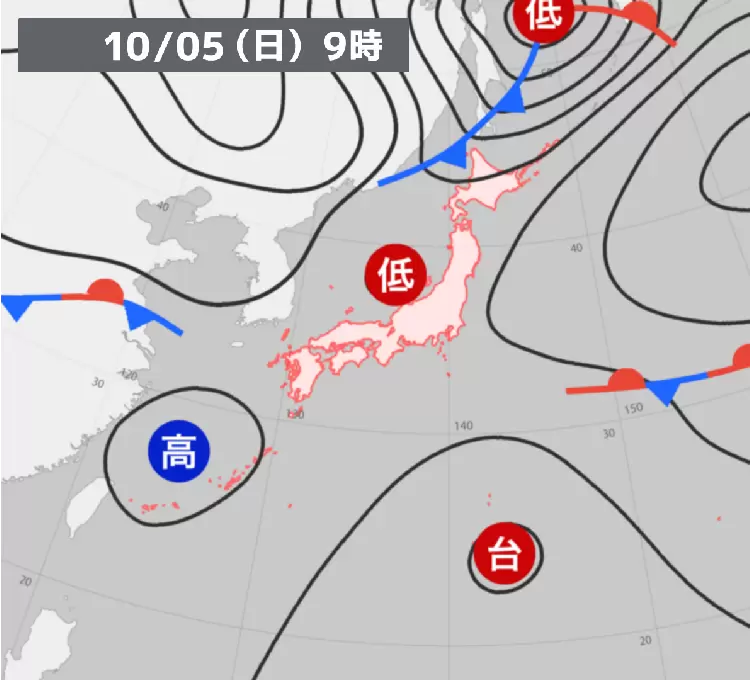 過去の天気図【2025年10月5日】 - ウェザーニュース