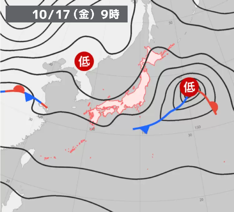 過去の天気図【2025年10月17日】 - ウェザーニュース