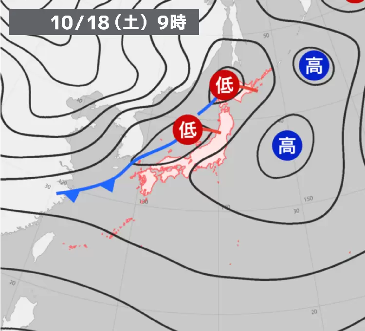 過去の天気図【2025年10月18日】 - ウェザーニュース
