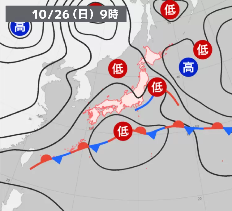 過去の天気図【2025年10月26日】 - ウェザーニュース