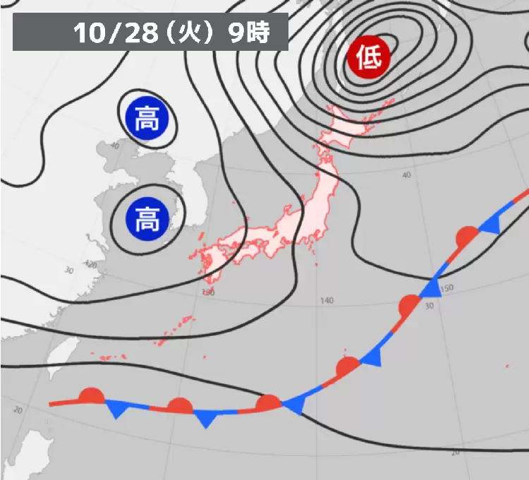 過去の天気図【2025年10月28日】 - ウェザーニュース