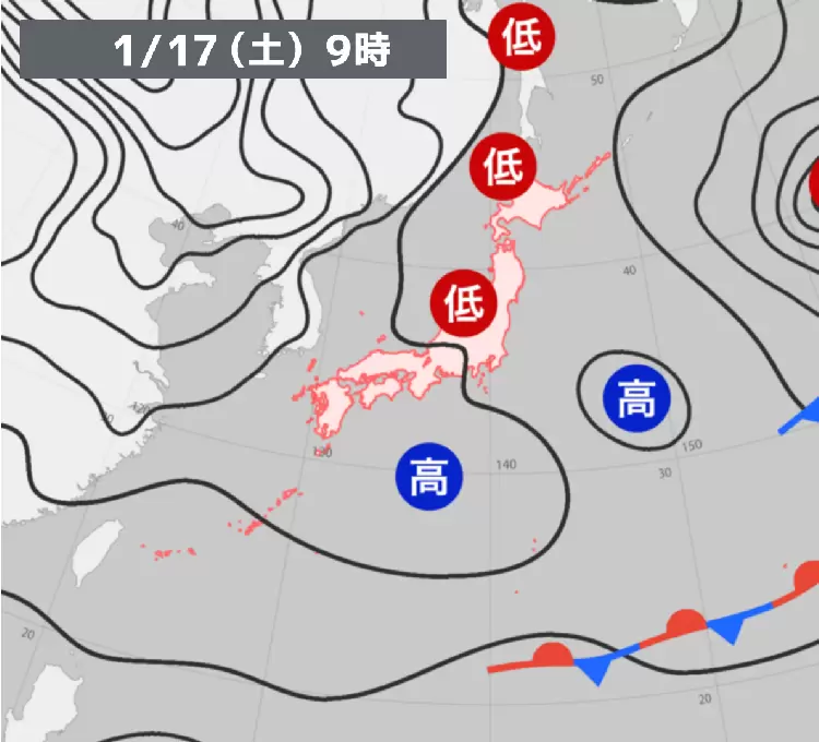過去の天気図【2026年1月17日】 - ウェザーニュース