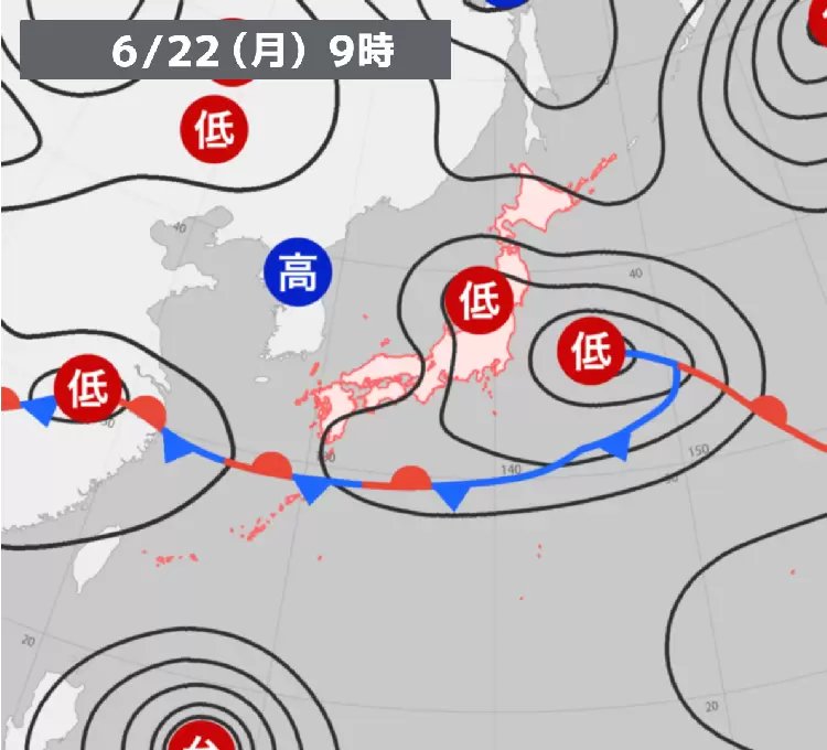 過去の天気図【2026年6月22日】 - ウェザーニュース
