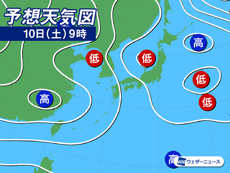 過去の実況天気図(2023年10月10日) - 日本気象協会 tenki.jp