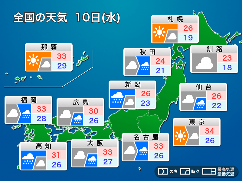10年天気図: 明日の天気がひと目でわかる 過去の実況天気図(2025年06月10日) - 日本気象協会 tenki.jp