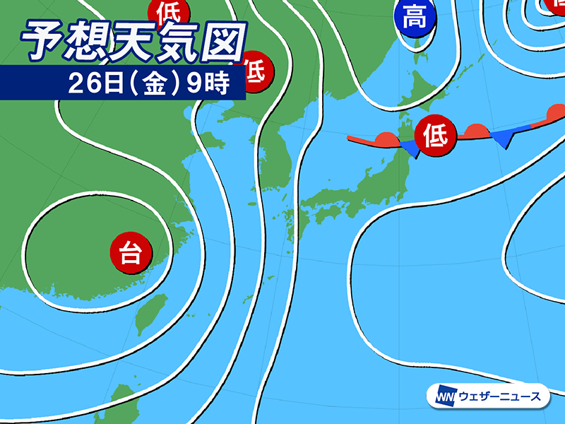 明日7月26日(金)の天気予報 東北は激しい雨に注意 関東から九州は危険