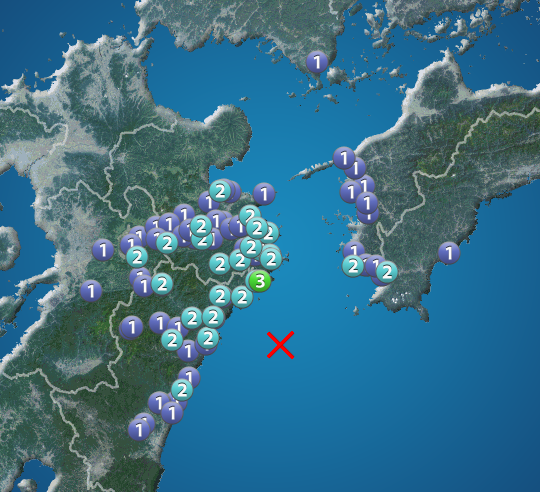 日向灘でM4.4の地震 大分県で震度3 津波の心配なし - ウェザーニュース
