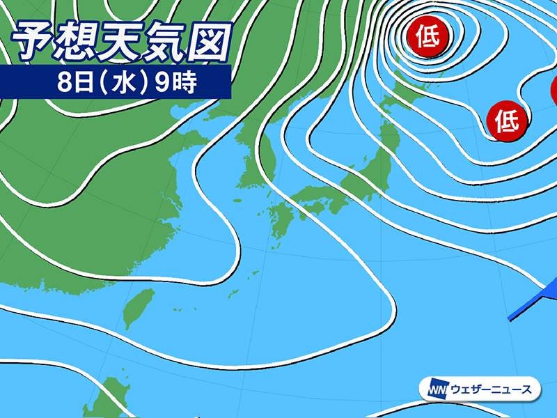 明日1月8日(水)の天気予報 日本海側は大雪警戒 全国的に防寒が必須