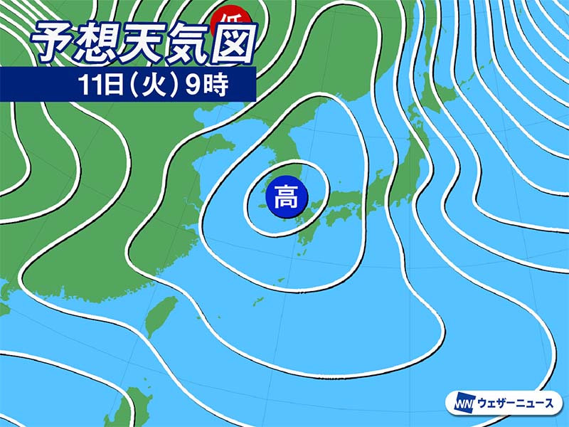 今日2月11日(火)の天気予報 西日本から関東は穏やかな建国記念の日
