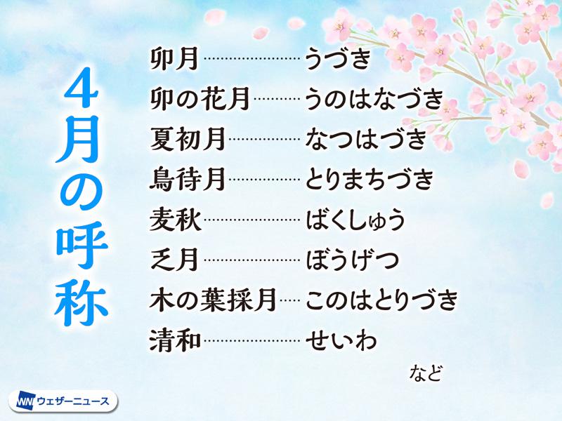 4月の呼称 「卯月」以外にもあるさまざまな異称 - ウェザーニュース