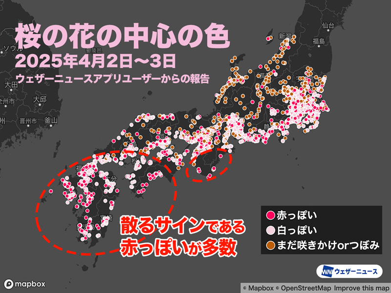 週末は日本列島を雨雲が通過 関東から近畿のお花見は土曜日が安心