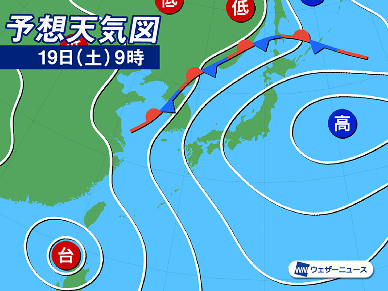 10年天気図: 明日の天気がひと目でわかる 明日7月21日(木)の天気 全国的に曇りや雨 九州は強雨に注意