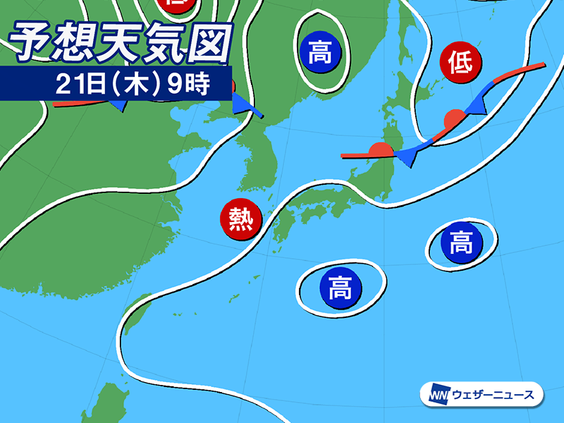 明日8月21日(木)の天気予報 終わりの見えない残暑 東北北部は天気回復