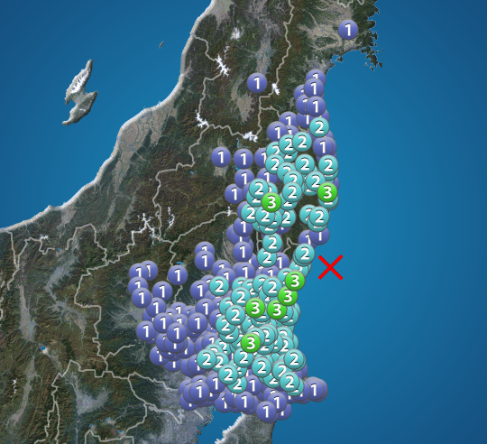 確認(*๓´╰╯`๓)♡画像3枚 茨城県沖でM4.4の地震 福島県と茨城県で震度3 津波の心配なし